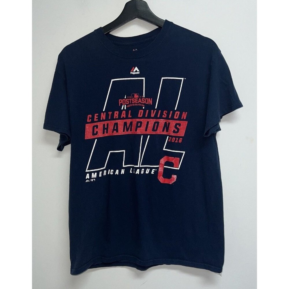 Cleveland Indians Shirt Adult Medium 2016 AL Central Champions Blue Tee MLB Mens